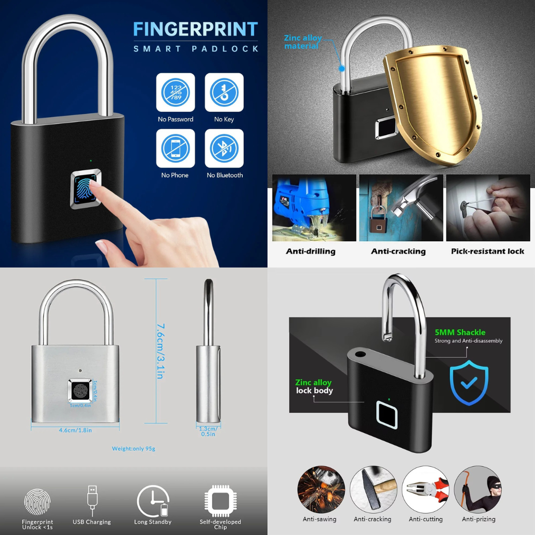 Heavy-Duty Smart Fingerprint Padlock