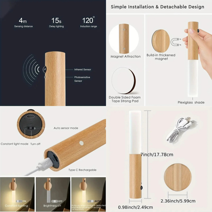 Drill-Free LED Motion Sensor Wall Lamp
